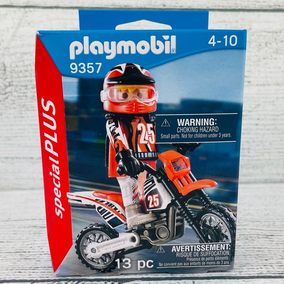 Playmobil Special PLUS 9357 Motocross Racer Figure & Dirt Bike Set  NEW - Picture 1 of 6